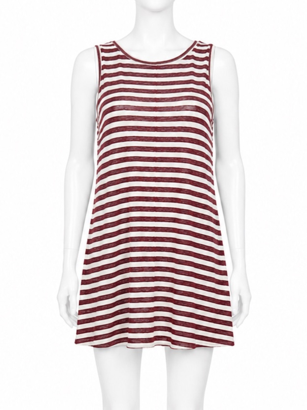 forever 21 Striped Sleeveless Swing Dress - Burgundy & White size small